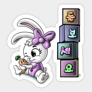 Rabbit with Korean Lettering Sticker